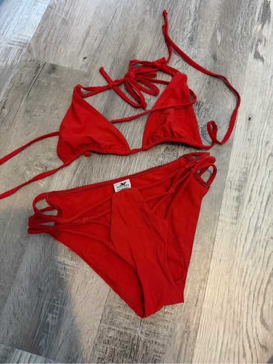 Sauvage Other - Red Strappy Triangle Bikini Set small